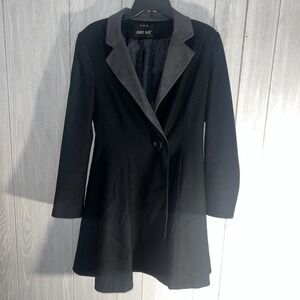 Andre Badi Women's Coat Notch Lapel Collar Single Button Front Black Small